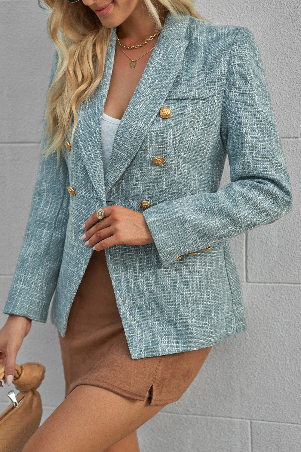 Heathered Double-Breasted Blazer
