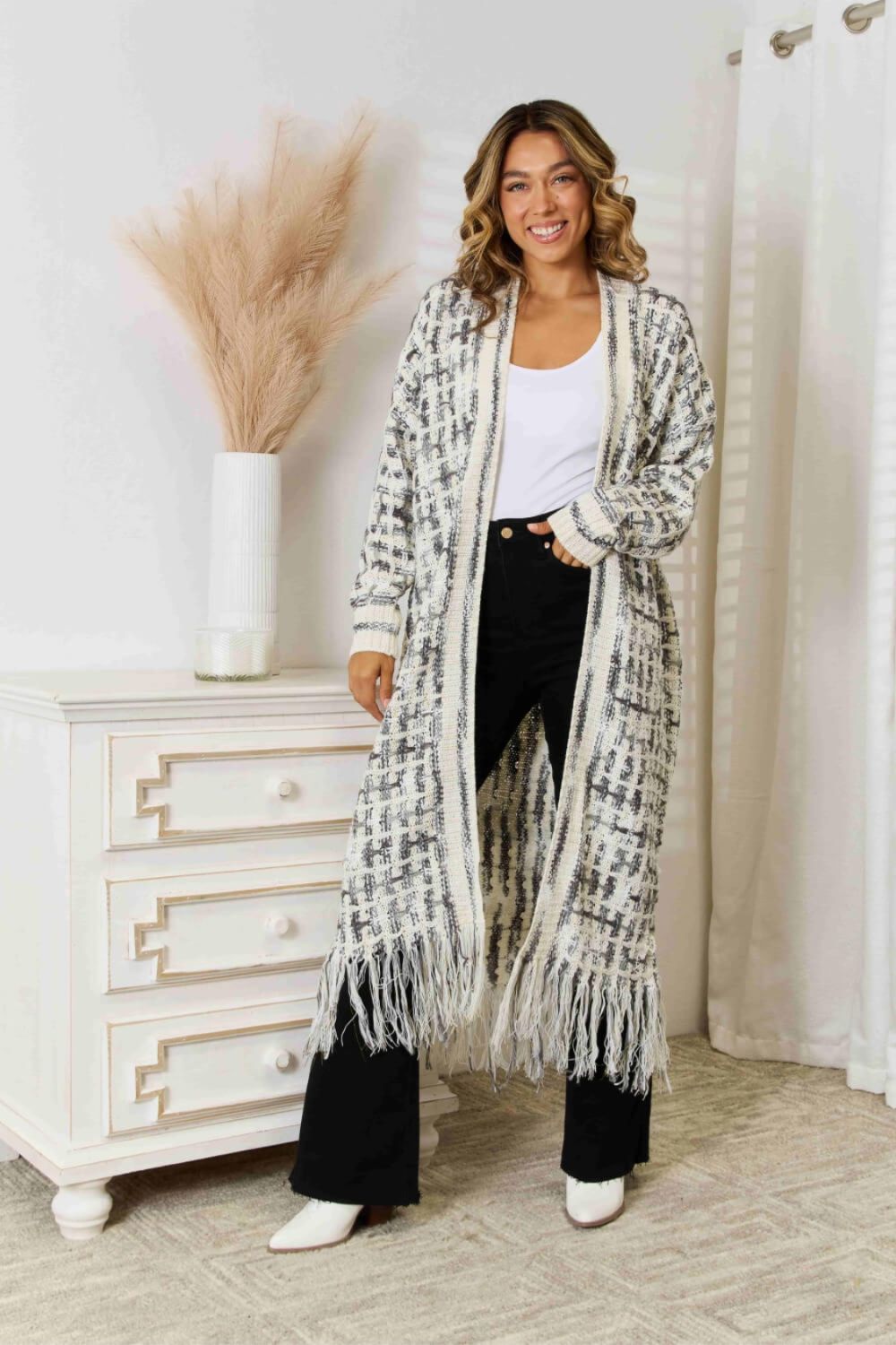 Colorful Bohemian Fringe Hem Cardigan with Free Shipping