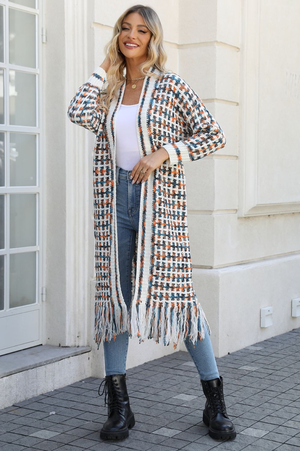 Colorful Bohemian Fringe Hem Cardigan with Free Shipping