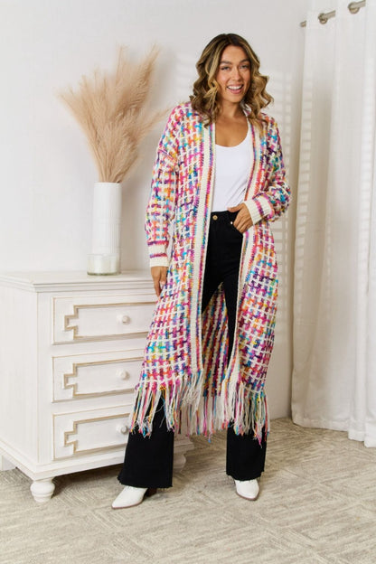 Colorful Bohemian Fringe Hem Cardigan with Free Shipping