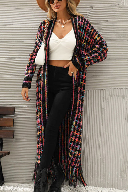 Colorful Bohemian Fringe Hem Cardigan with Free Shipping