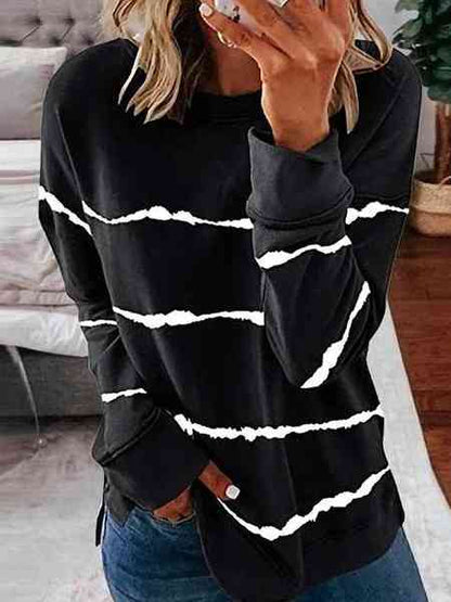 Striped Round Neck Sweatshirt