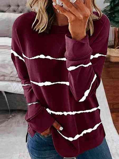 Striped Round Neck Sweatshirt