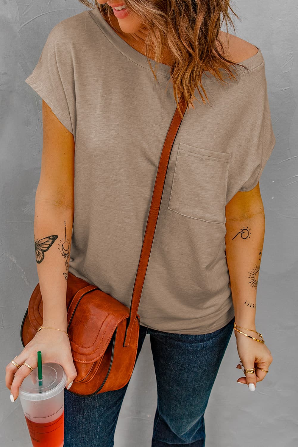 Capped Sleeve Round Neck T-Shirt