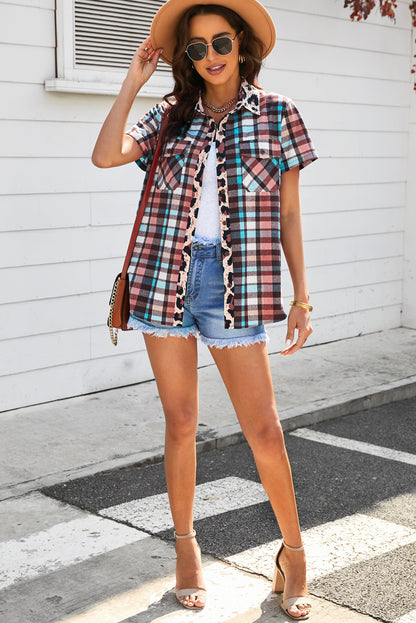 Plaid Pocket Short Sleeve Shirt