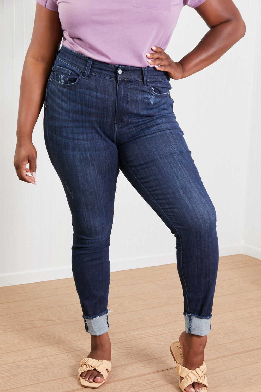 Judy Blue Sadie Full Size Cuffed Skinny Jeans