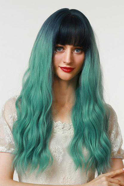 13*1" Full-Machine Wigs Synthetic Long Wave 26" in Seafoam Ombre