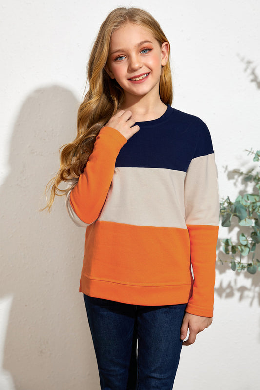 Girls Color Block Side Slit Top