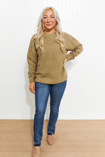 Zenana Bundled Up Full Size Round Neck Sweater